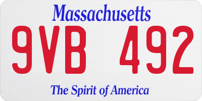 MA license plate 9VB492