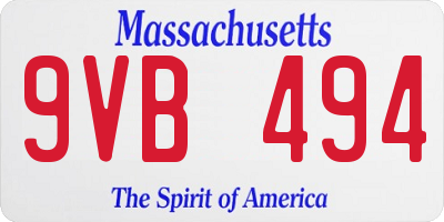 MA license plate 9VB494