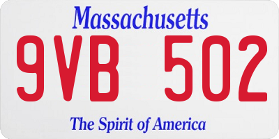 MA license plate 9VB502