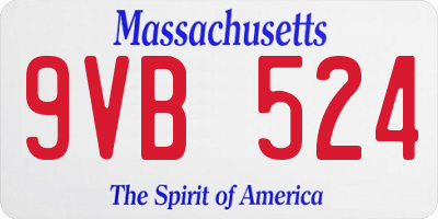 MA license plate 9VB524