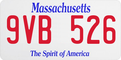 MA license plate 9VB526
