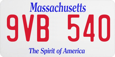 MA license plate 9VB540