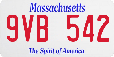 MA license plate 9VB542