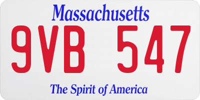 MA license plate 9VB547