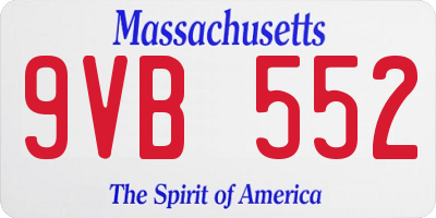MA license plate 9VB552