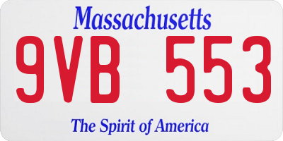 MA license plate 9VB553