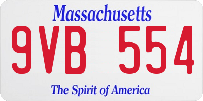 MA license plate 9VB554