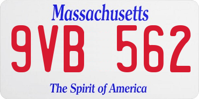 MA license plate 9VB562