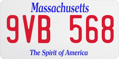 MA license plate 9VB568