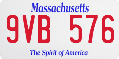 MA license plate 9VB576