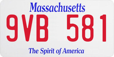 MA license plate 9VB581