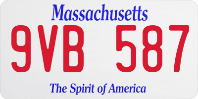 MA license plate 9VB587