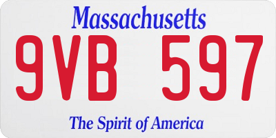 MA license plate 9VB597