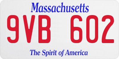 MA license plate 9VB602