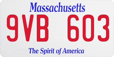 MA license plate 9VB603
