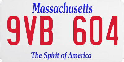 MA license plate 9VB604