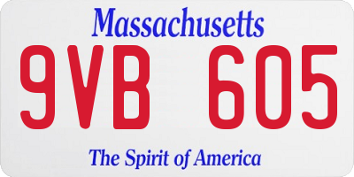MA license plate 9VB605