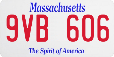 MA license plate 9VB606