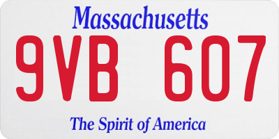 MA license plate 9VB607