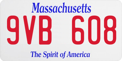MA license plate 9VB608