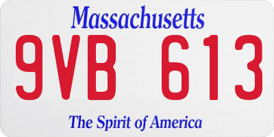 MA license plate 9VB613