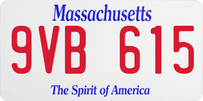 MA license plate 9VB615