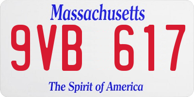 MA license plate 9VB617