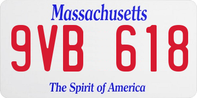 MA license plate 9VB618