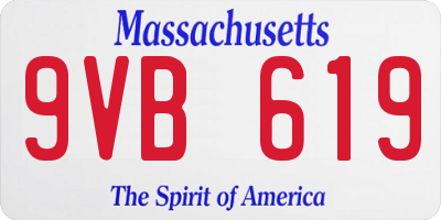 MA license plate 9VB619