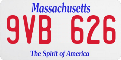MA license plate 9VB626