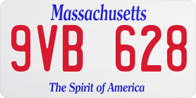 MA license plate 9VB628