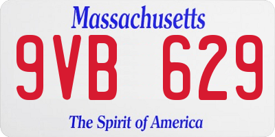 MA license plate 9VB629