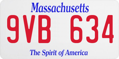 MA license plate 9VB634