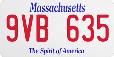 MA license plate 9VB635