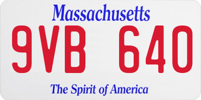 MA license plate 9VB640