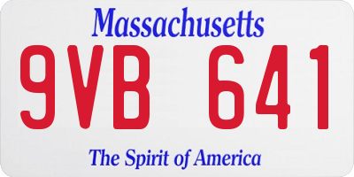 MA license plate 9VB641