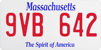 MA license plate 9VB642
