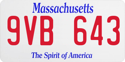 MA license plate 9VB643