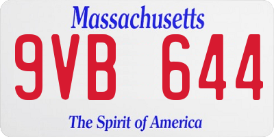 MA license plate 9VB644