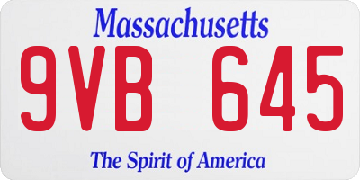 MA license plate 9VB645