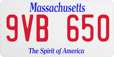 MA license plate 9VB650