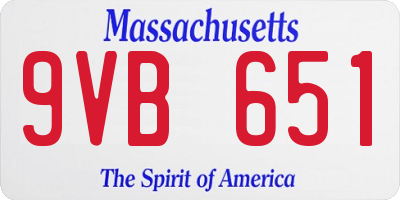 MA license plate 9VB651