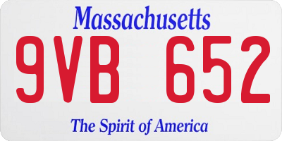 MA license plate 9VB652