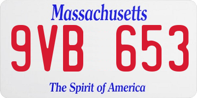 MA license plate 9VB653