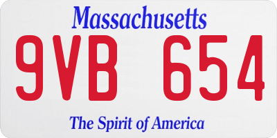 MA license plate 9VB654