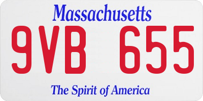 MA license plate 9VB655
