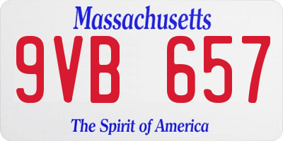 MA license plate 9VB657