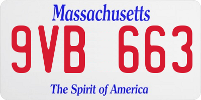 MA license plate 9VB663