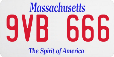 MA license plate 9VB666