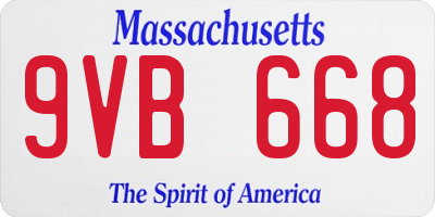 MA license plate 9VB668